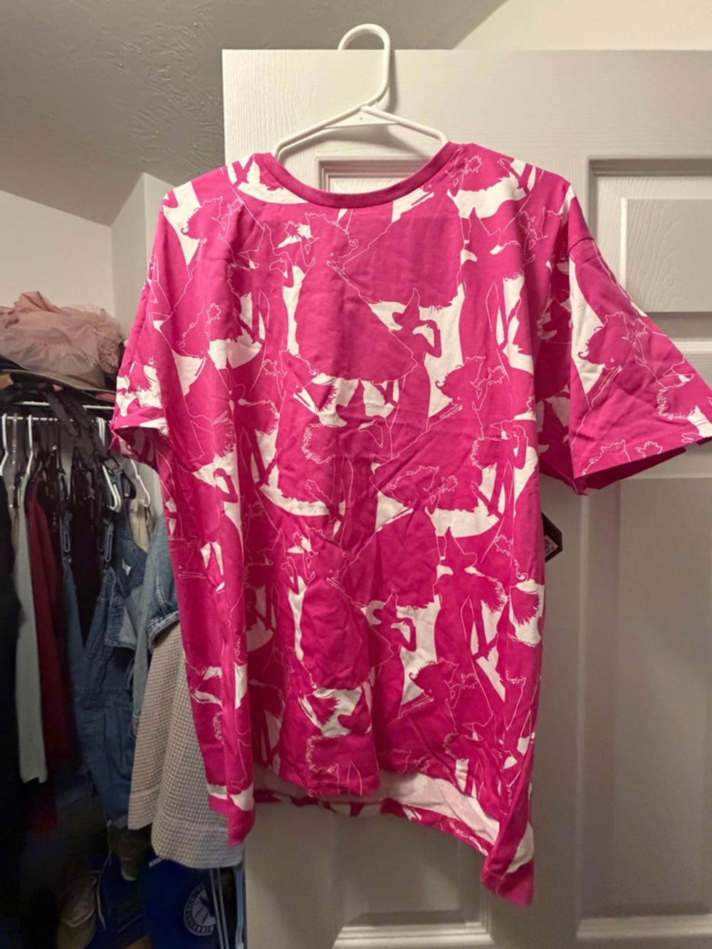 Women's Wicked Universal Studios Sleeve Tee - Hot Pink and White